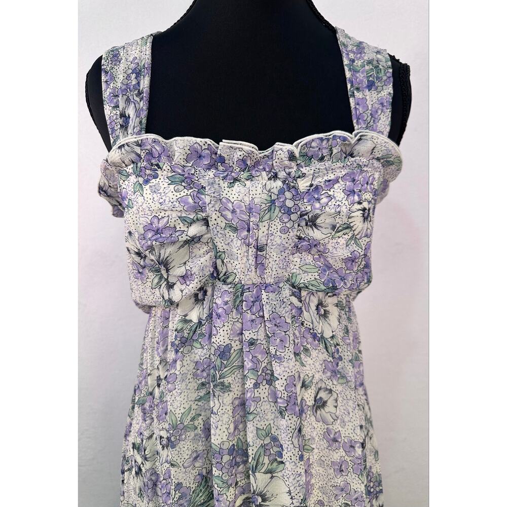 31 Sons de Mode Lavender Floral Ruffle Maxi Dress Sleeveless Cross Back 38/Small - Picture 3 of 10
